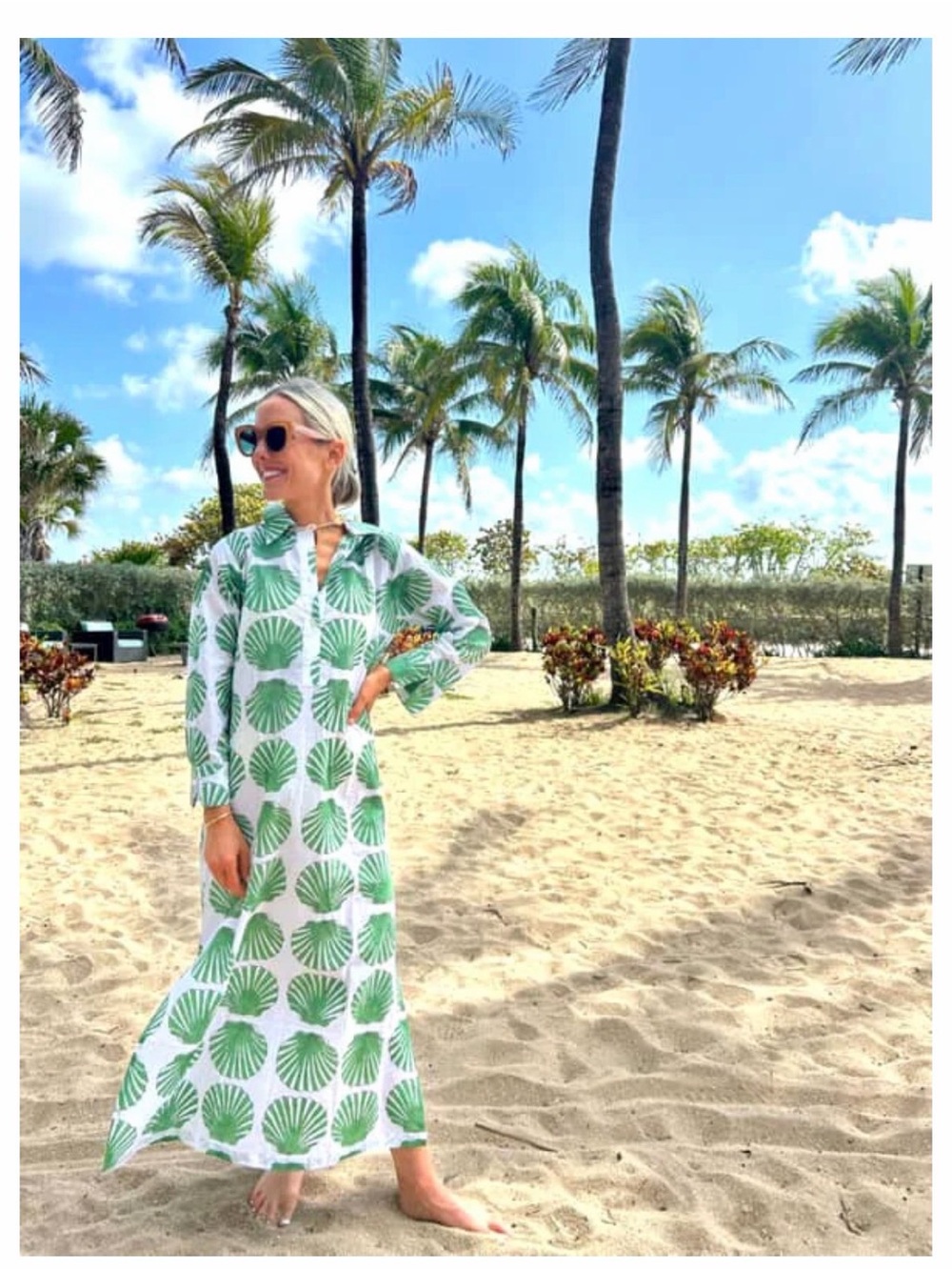 NWT TMC Madaket Shell Print Green and White Tunic - Size S